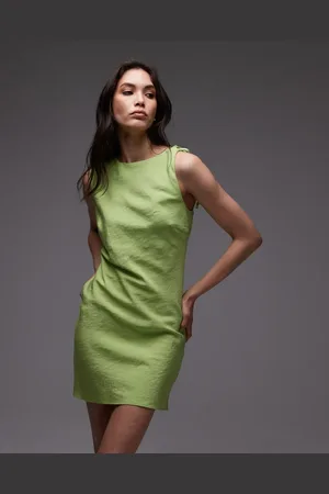 Topshop A line cupro backless mini dress in lime
