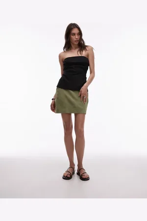 Topshop Real suede pelmet mini skirt in khaki - part of a set