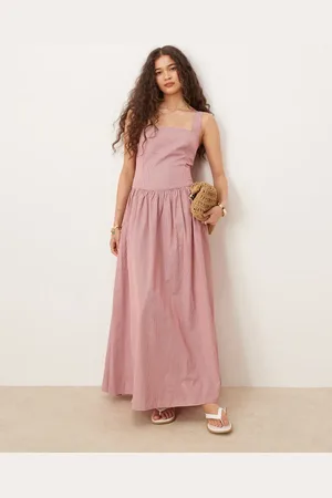 Glamorous Sleeveless dropped waist maxi dress in and white pinstripes