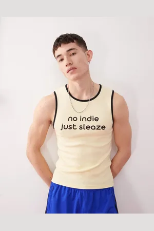 COLLUSION Muscle fit tank top in with indie sleaze slogan
