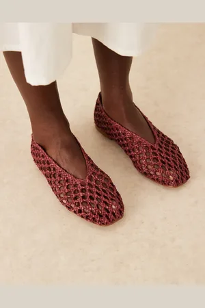 ASOS Linus clean ballet flats in burgundy weave