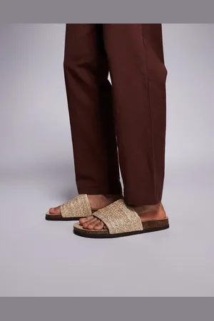 ASOS Sandal slides with woven strap in stone