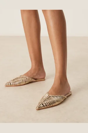 ASOS Levant pointed flat mules in woven