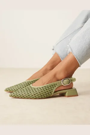 ASOS Leonora slingback ballet flats in sage woven
