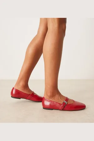 ASOS Wide Fit Leah mary jane ballet flats in cherry