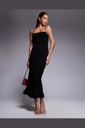 ASOS Lace-up back strappy cami maxi dress with ruffle hem in