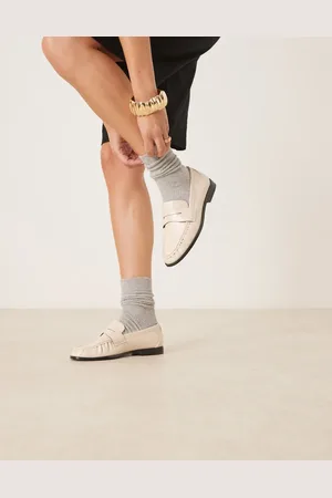 ASOS Minnie ruched detail loafers in off
