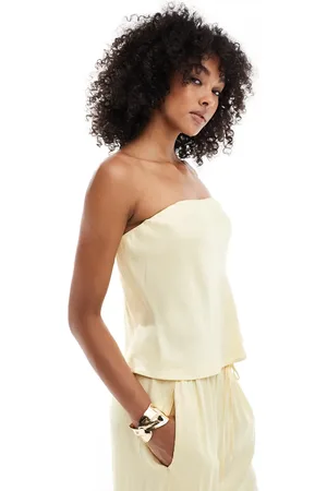 ASOS Satin bandeau longline trapeze top in buttermilk - part of a set