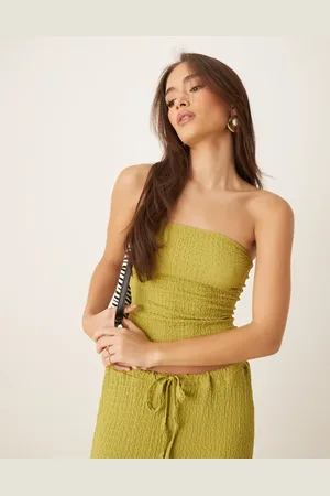 ASOS Longline textured bandeau top in olive - part of a set