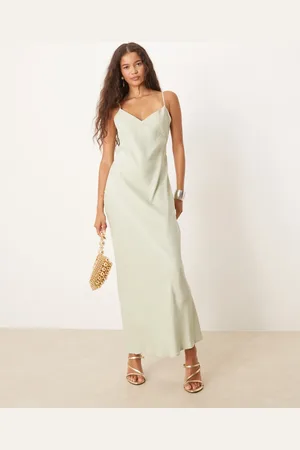 ASOS Satin tie back maxi dress in sage