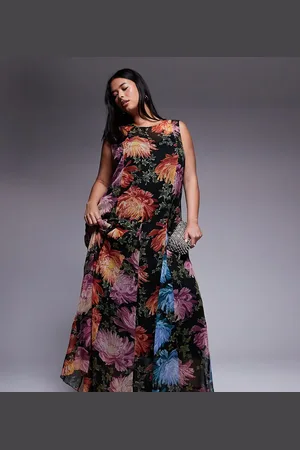 ASOS ASOS DESIGN Curve spliced maxi dress with godet hem in floral print