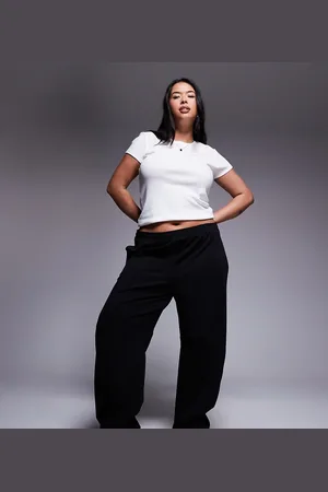 ASOS ASOS DESIGN Curve interlock barrel leg sweatpants in