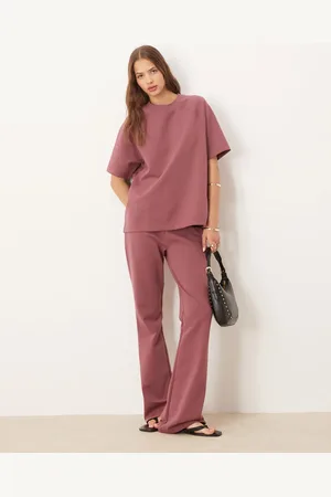 ASOS Interlock flared sweatpants in dark rose - part of a set