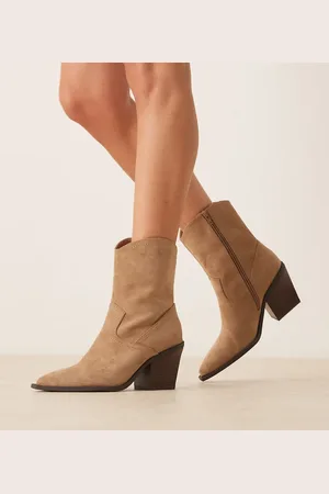ASOS Wide Fit Remedy heeled western boots in taupe suedette