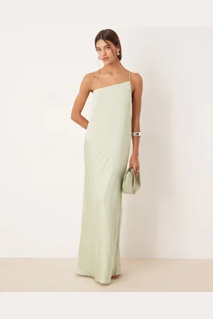 ASOS Draped satin chiffon cami maxi dress in sage