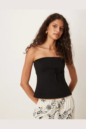 ASOS Jersey twill tie waist bandeau top in