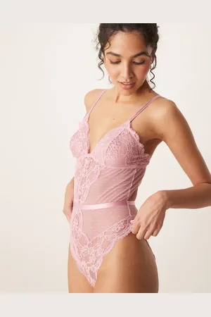 ASOS Lola lace soft bodysuit in baby