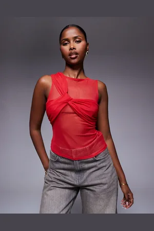 ASOS Mesh layered twist tank top in