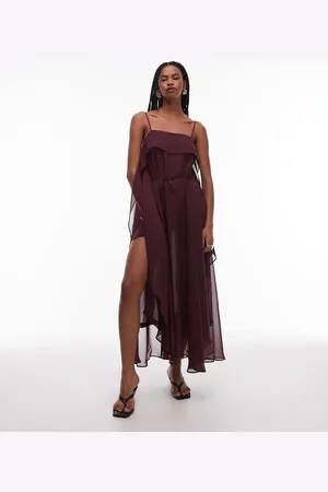 ASOS Chiffon trapeze maxi dress in plum