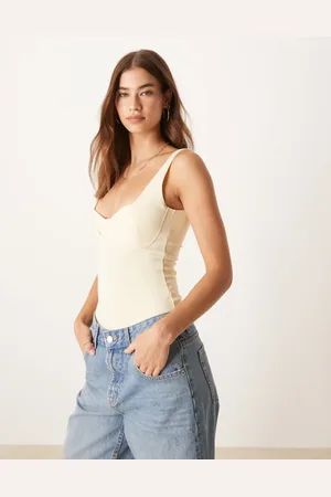 ASOS Polyamide scoop neck bodysuit in buttermilk