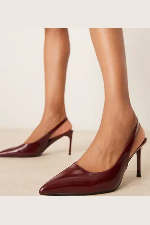 ASOS Wide Fit Spicy slingback stiletto mid shoes in burgundy