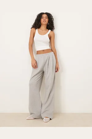 ASOS Pleated straight leg sweatpants in heather