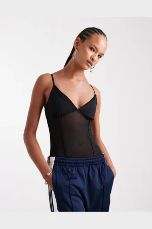 ASOS Sheer mesh mix panel detail bodysuit in