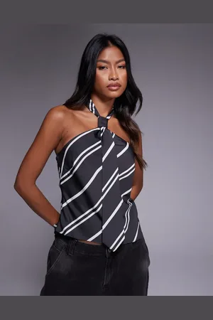 ASOS Halter top with tie detail in stripes