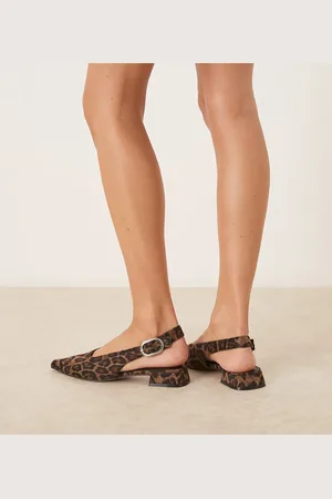ASOS Wide Fit Leonora slingback ballet flats in leopard textile