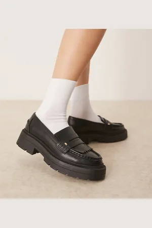 ASOS Wide Fit Monty chunky fringe detail loafers in