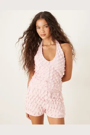 ASOS Ruffle halterneck top in baby - part of a set