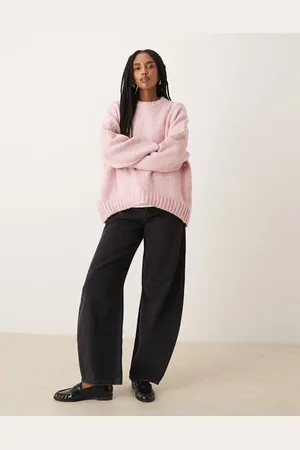 ASOS Oversized crew neck sweater with curved hem in