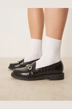 ASOS Molly double buckle loafers in croc
