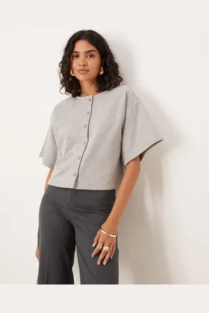 ASOS Button through sleeveless loopback sweats top in heather