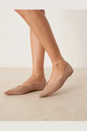 ASOS Ludo pointed ballet flats in beige suedette