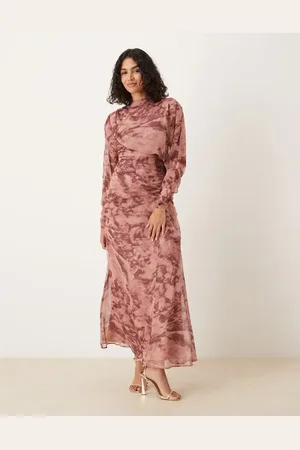 ASOS Blouson ruched detail maxi dress in abstract print