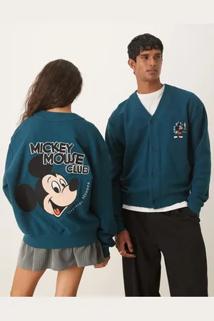 ASOS Disney Unisex oversized cardigan with Mickey Mouse print in dark