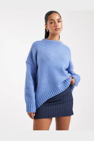 ASOS Oversized crew neck sweater with curved hem in