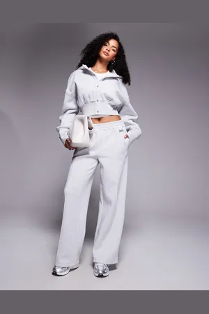 ASOS Weekend Collective wide leg sweatpants with pintuck in heather