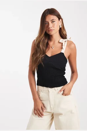 ASOS Tie shoulder smocked cami top in