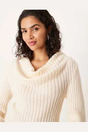 ASOS Knit tank sweater with draped neckline in ecru