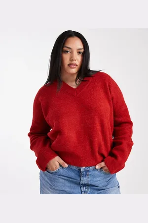 ASOS ASOS DESIGN Curve knit boxy v neck sweater in