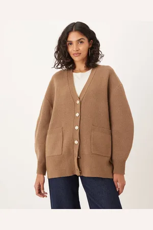 ASOS Oversized boyfriend cardigan with structured yarn in mocha