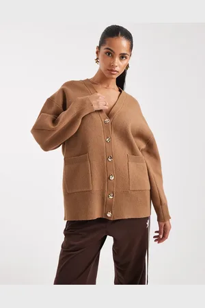 ASOS Oversized boyfriend cardigan in structured yarn in toffee