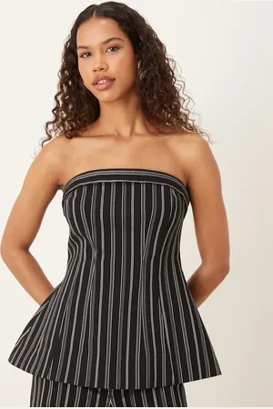 ASOS Molded hips bandeau top in black and white stripes - part of a set