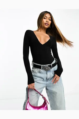 ASOS Double layer bodysuit with shoulder pads in