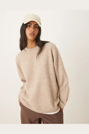ASOS Longline crew neck sweater in rye