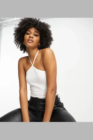 ASOS ASOS DESIGN Tall strappy halter neck bodysuit in rib in