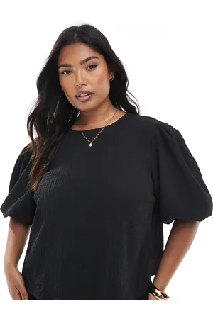 ASOS ASOS DESIGN Curve crinkle fabric puff sleeve top