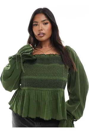 ASOS ASOS DESIGN Curve square neck contrast stitching smock top in